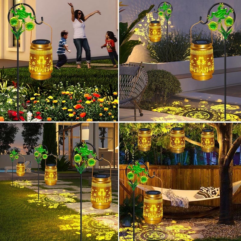 EDOF 2 Packs Frog Solar Lanterns Outdoor Waterproof with Shepherd Hook,Christmas Decorations Birthday Gifts for Women Mom Grandma,Hanging Solar Lights,Cute Frog Decor for Yard,Patio,Lawn,Garden Accessories - Image 5